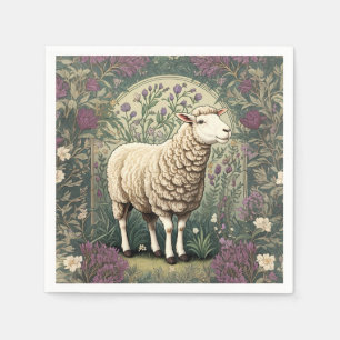 Elegant Sheep Lavender floral Background Napkins