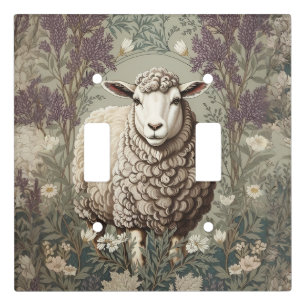 Elegant Sheep Lavender Flower Background Light Switch Cover
