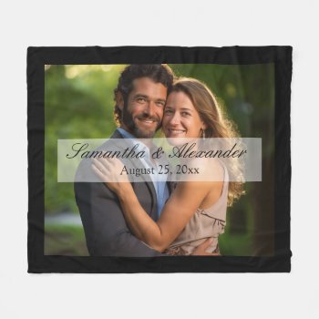 Elegant Sheer Overlay Photo Wedding Fleece Blanket by CustomInvites at Zazzle