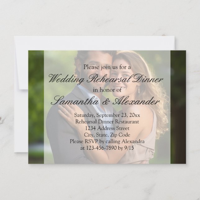 Elegant Sheer Overlay Photo Wedding Invitation (Front)