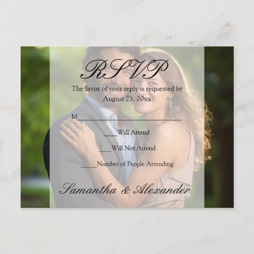 Elegant Sheer Overlay Photo Wedding Invitation Postcard
