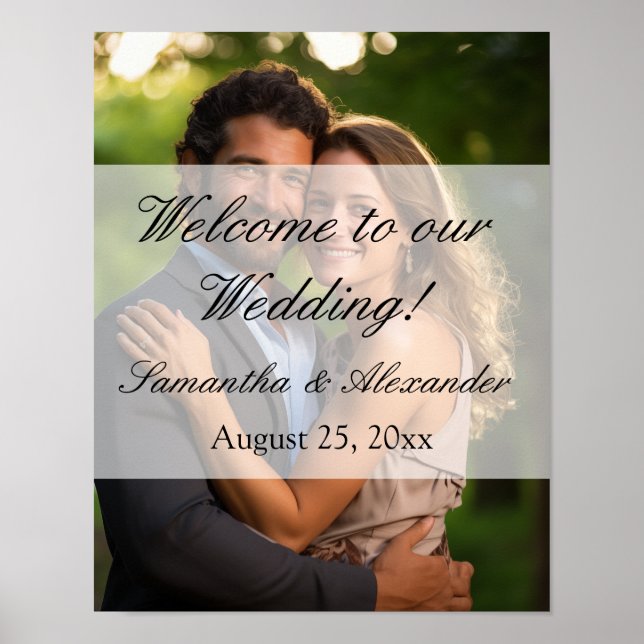 Elegant Sheer Overlay Photo Wedding Poster (Front)