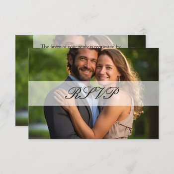 Elegant Sheer Overlay Photo Wedding Rsvp Card by CustomInvites at Zazzle
