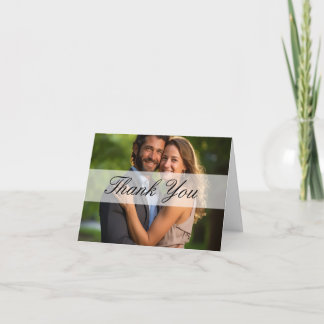 Elegant Sheer Overlay Photo Wedding Thank You Card