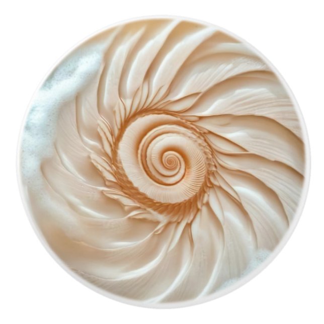 Elegant Shell 3D Coastal Ceramic Knob (Front)