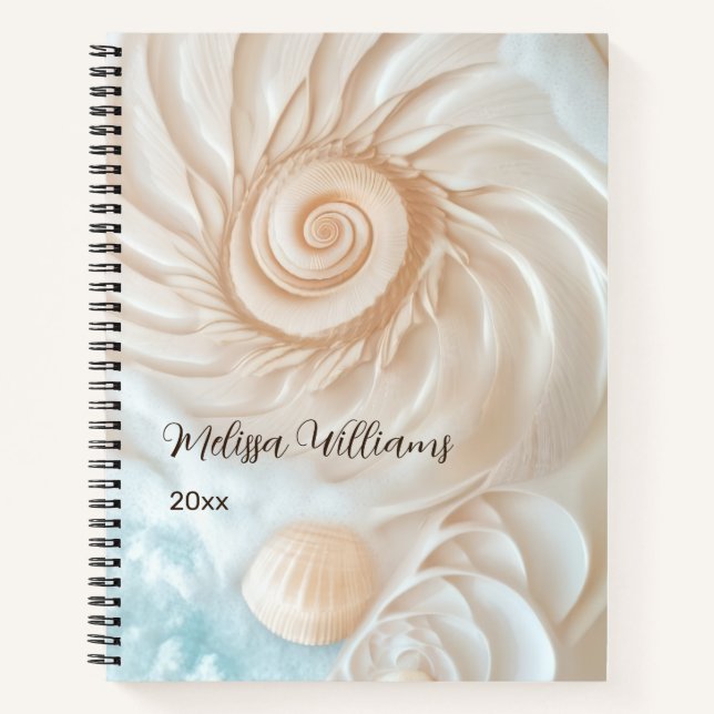 Elegant Shell And Ocean Water Notebook (Front)
