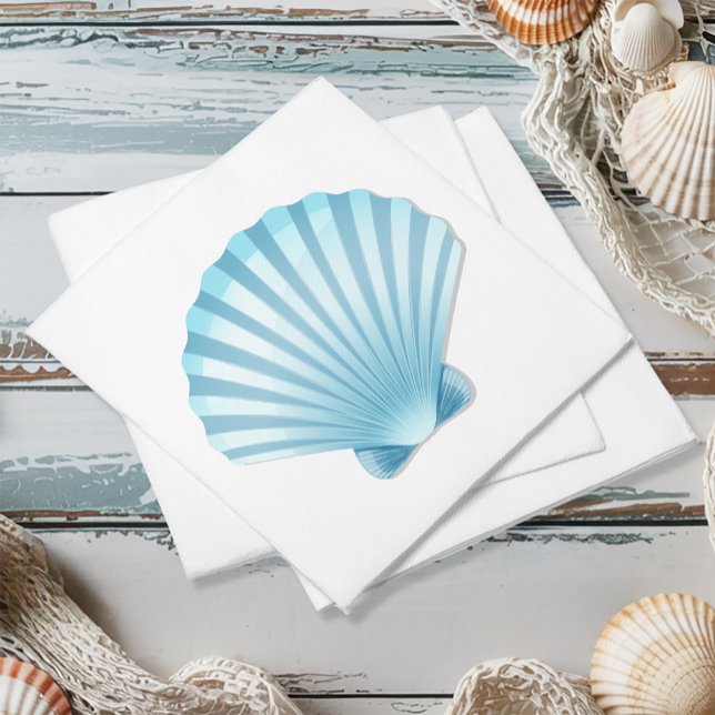 Elegant Shell Beach Blue Nautical Wedding Napkins (Creator Uploaded)