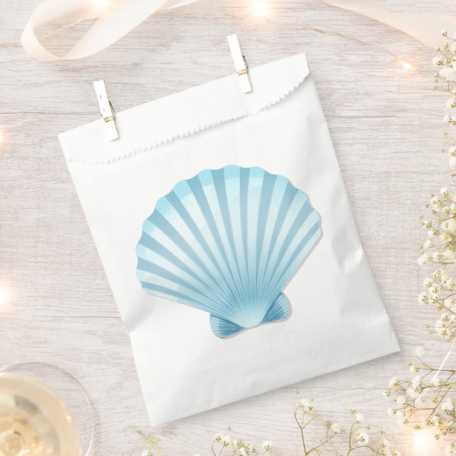 Elegant Shell Beach Blue Nautical Wedding Party  Favor Bag (Clipped)
