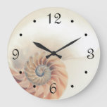 Elegant Shell Beige Neutrals Coastal Large Clock at Zazzle