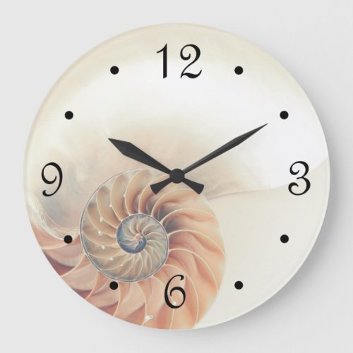 Elegant Shell Beige Neutrals Coastal Large Clock