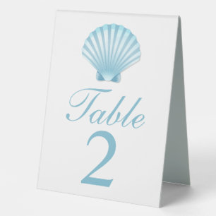 Elegant Shell Blue Nautical Beach Wedding Table Tent