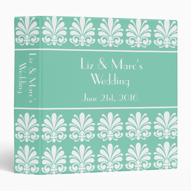 Elegant Shell Flourish Damask Custom Binder (Front/Spine)