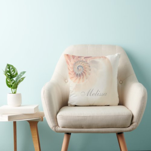 Elegant Shell Monogram Throw Pillow