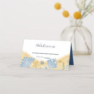 Elegant Shells,Sand, & Beach Unique Wedding Place Card