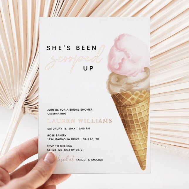 Elegant She's Been Scooped Up Bridal Shower Foil Invitation (Creator Uploaded)