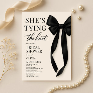 Elegant She's Tying The Knot Bow Bridal Shower  Invitation