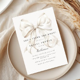White Elegant Bow Bridal Shower Invitation