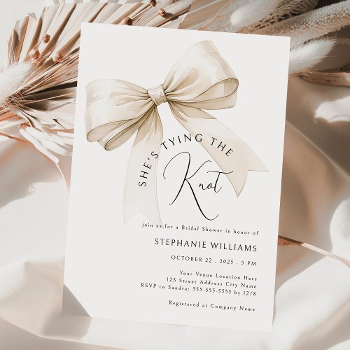 Elegant Shes Tying the Knot Bridal Shower Invitation