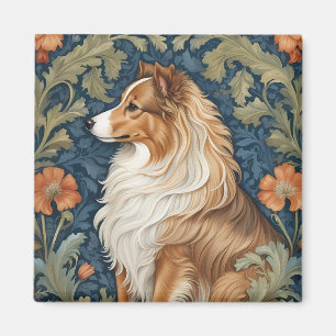 Elegant Shetland Sheepdog William Morris Inspired Magnet