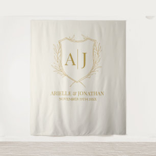 Elegant Shield monogram wedding backdrop