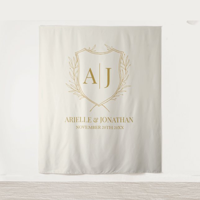 Elegant Shield monogram wedding backdrop (Front)