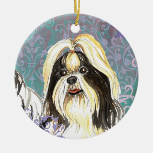 Elegant Shih Tzu Ceramic Ornament