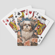 Elegant Shih Tzu Dog William Morris Inspired Poker Cards