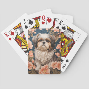 Elegant Shih Tzu Dog William Morris Inspired Poker Cards