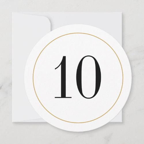 Elegant Shimmer Gold Circle Table Number 10 Card