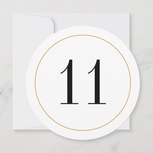 Elegant Shimmer Gold Circle Table Number 11 Card