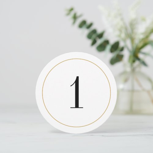 Elegant Shimmer Gold Circle Table Number 1 Card