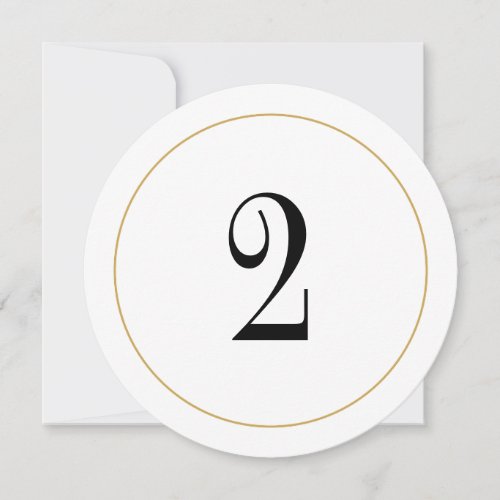 Elegant Shimmer Gold Circle Table Number 2 Card