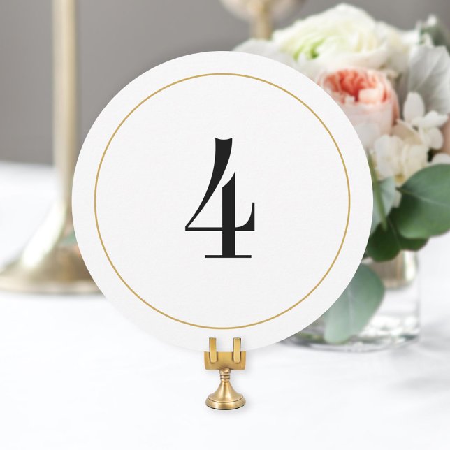 Elegant Shimmer Gold Circle Table Number 4 Card (Creator Uploaded)