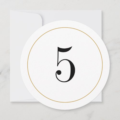 Elegant Shimmer Gold Circle Table Number 5 Card