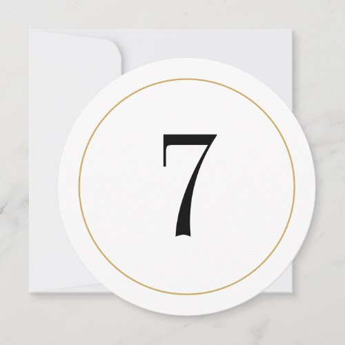 Elegant Shimmer Gold Circle Table Number 7 Card