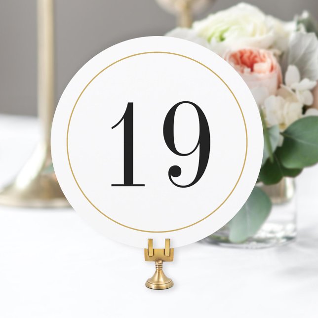 Elegant Shimmer Gold Circle Table Number Card (Creator Uploaded)