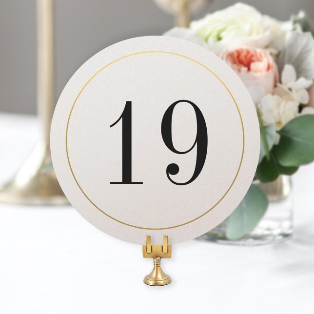 Elegant Shimmer Gold Circle Table Number Card (Creator Uploaded)