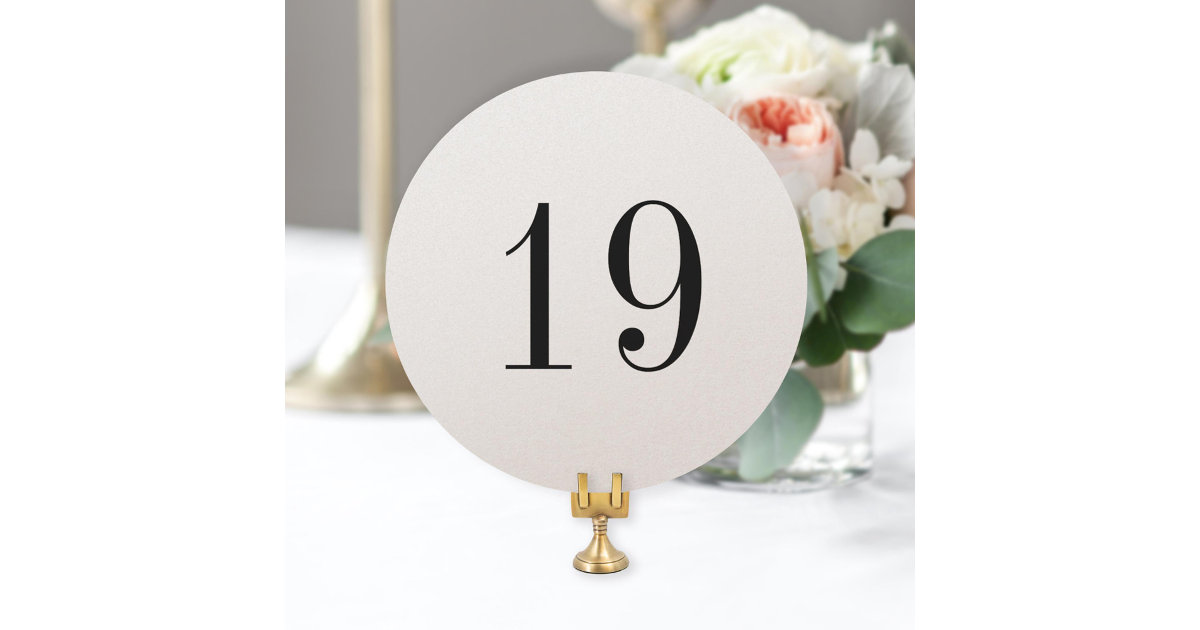 Elegant Shimmer Large Round Table Number Card | Zazzle