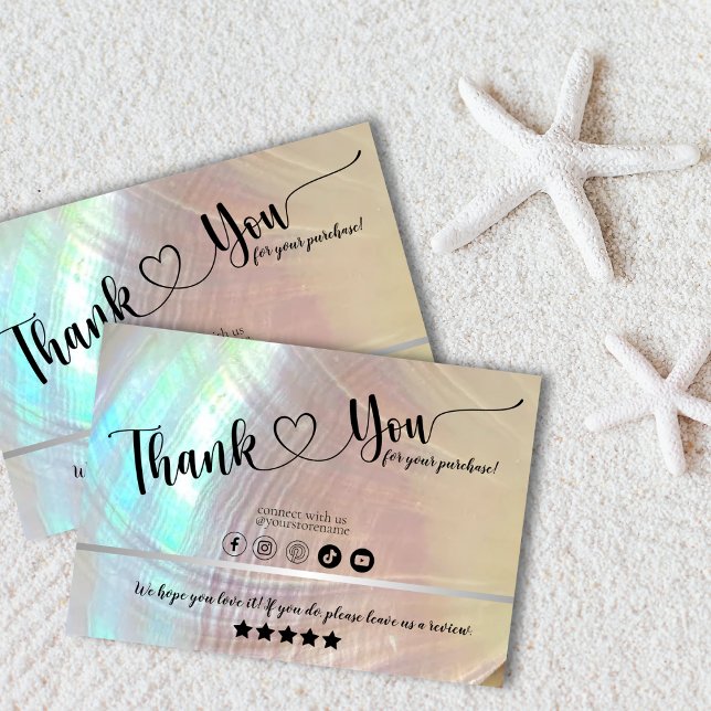 Elegant Shimmer Seashell Professional Thank You Business Card (Creator Uploaded)