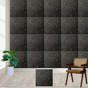 Elegant Shimmering Glitter Black White Stripe  Ceramic Tile