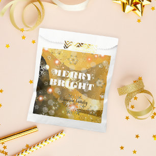 Elegant Shimmering Gold Bokeh Light Christmas Favor Bag