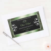 Elegant Shimmery Green Black Product Labels Jewels