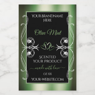 Elegant Shimmery Green Black Product Labels Jewels
