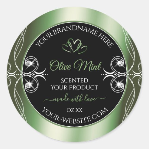 Elegant Shimmery Green Black Product Labels Jewels