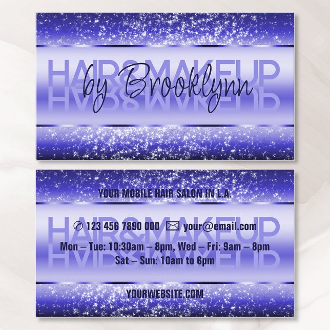 Elegant Shimmery Midnight Blue Tiny Glitter Stars Business Card (Creator Uploaded)