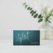 Elegant Shine | Teal | Stylist Business Card (Standing Front)