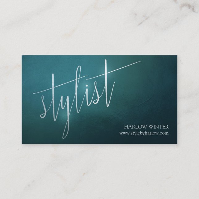 Elegant Shine | Teal | Stylist Business Card (Front)