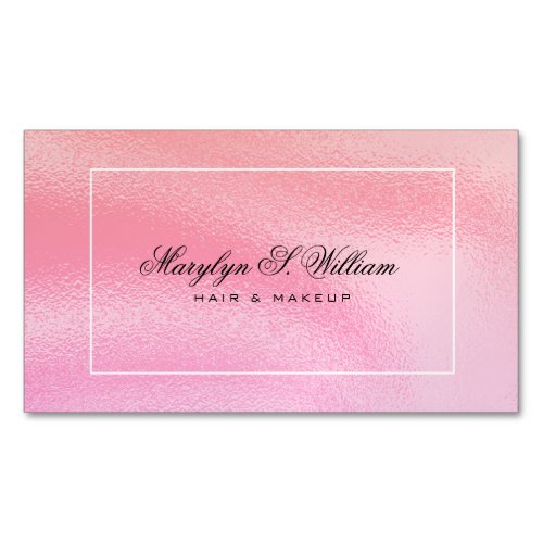 Elegant Shinny pink Hair  Makeup Salon Beautician Business Card Magnet