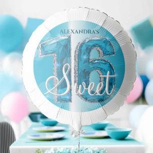 Elegant Shiny Blue Sapphire Gemstone Sweet 16 Balloon