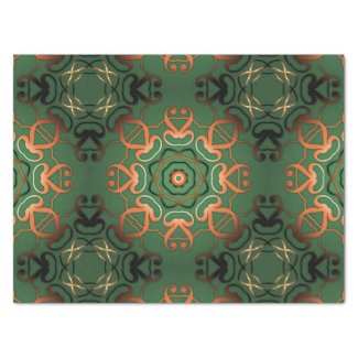 Elegant Shiny Bronze Ornate Filigree On Green Tissue Paper